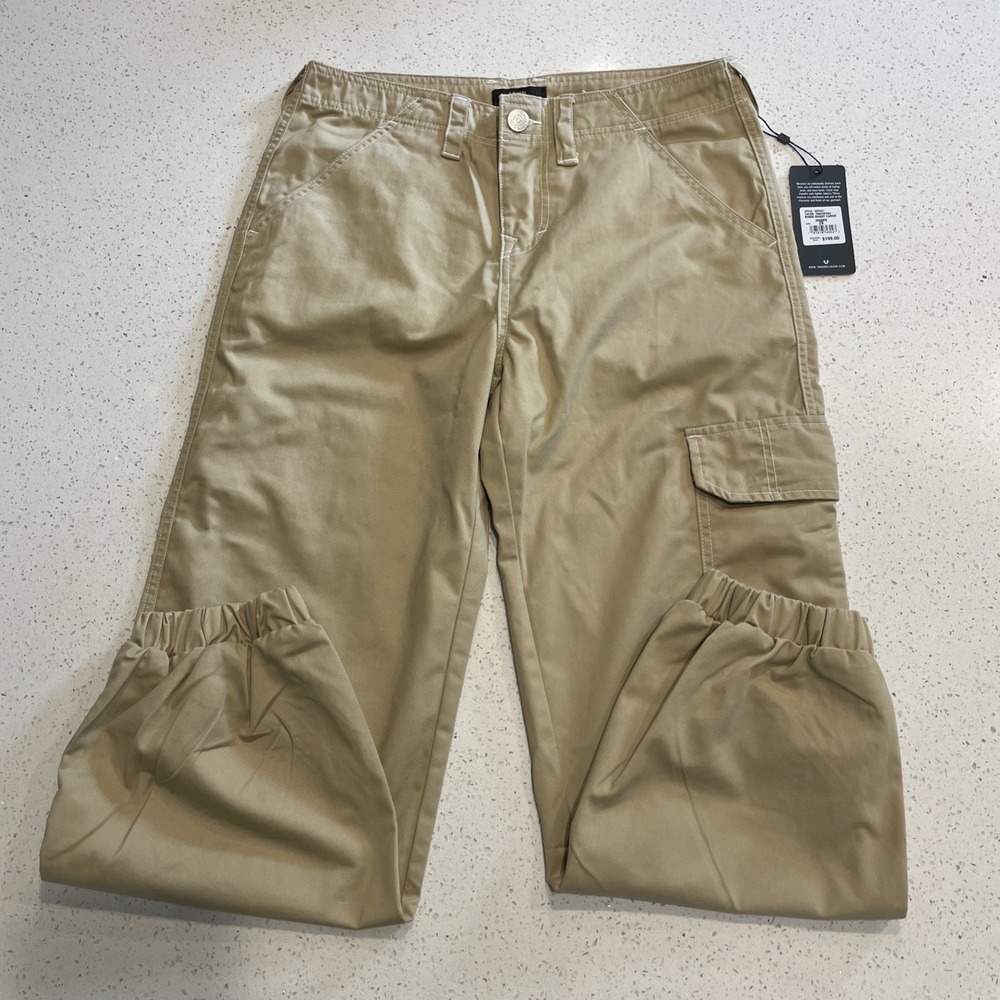 True Religion Bobbi Baggy Wide Leg Backflap Pockets Cargo Pants Size 29 NWT